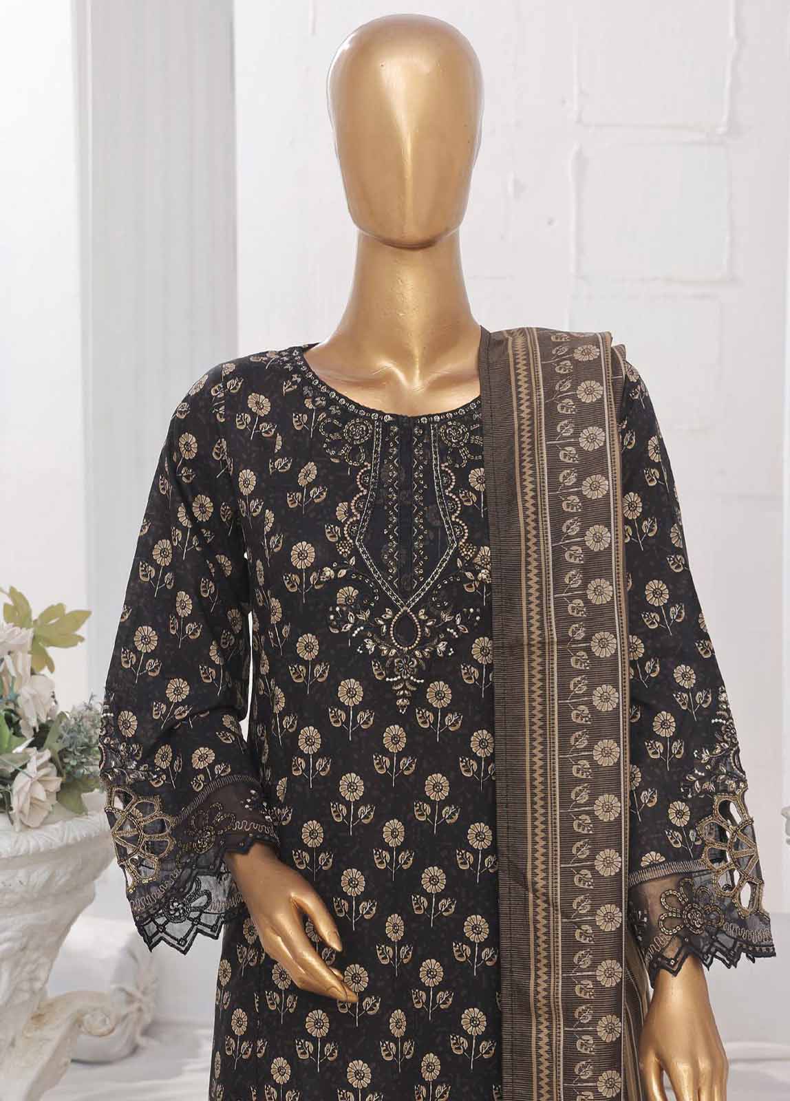 Bin Saeed Fabric - SM-FR-643-3 Piece Lawn Embroidered Frock Style Suit