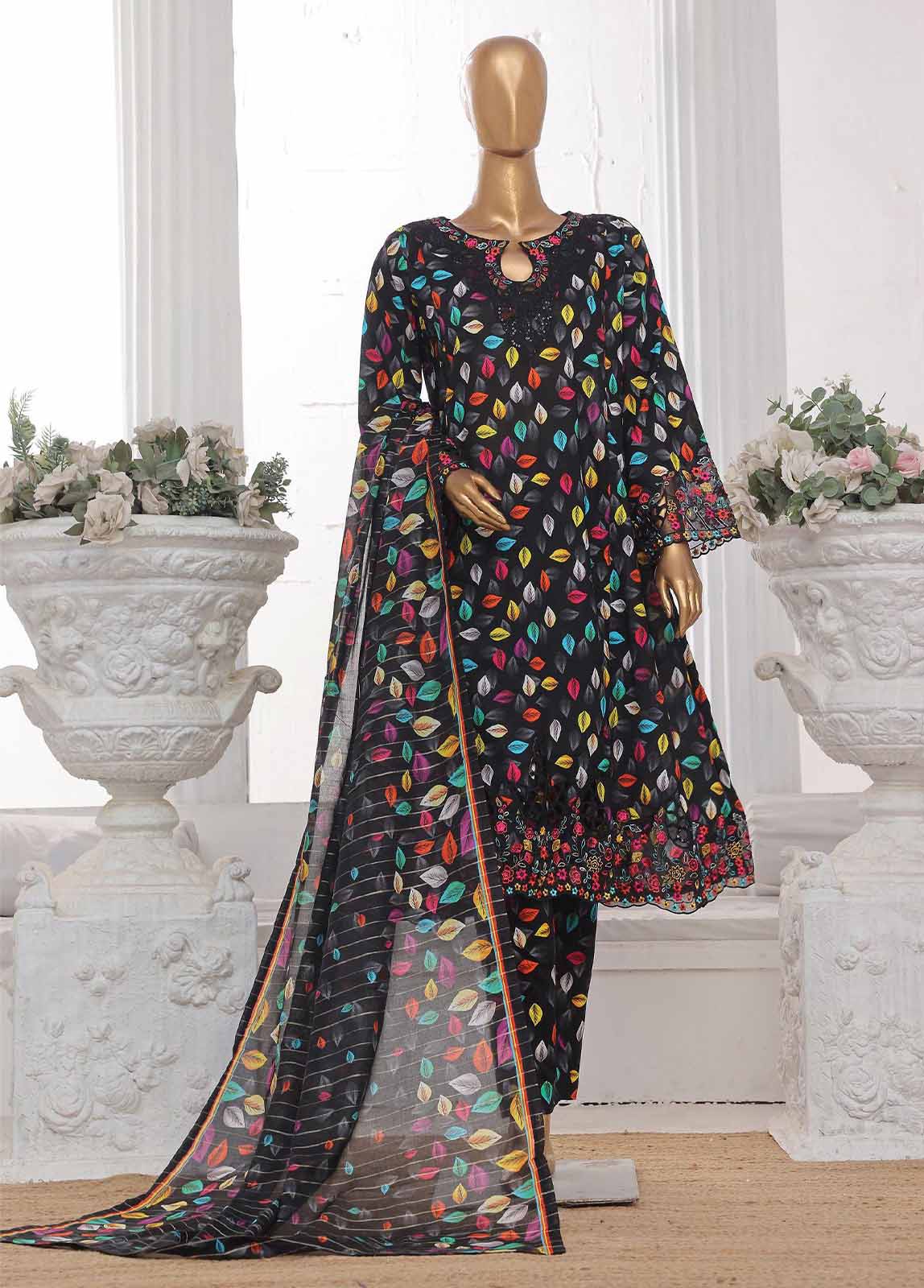 Bin Saeed Fabric - SM-FR-643-3 Piece Lawn Embroidered Frock Style Suit