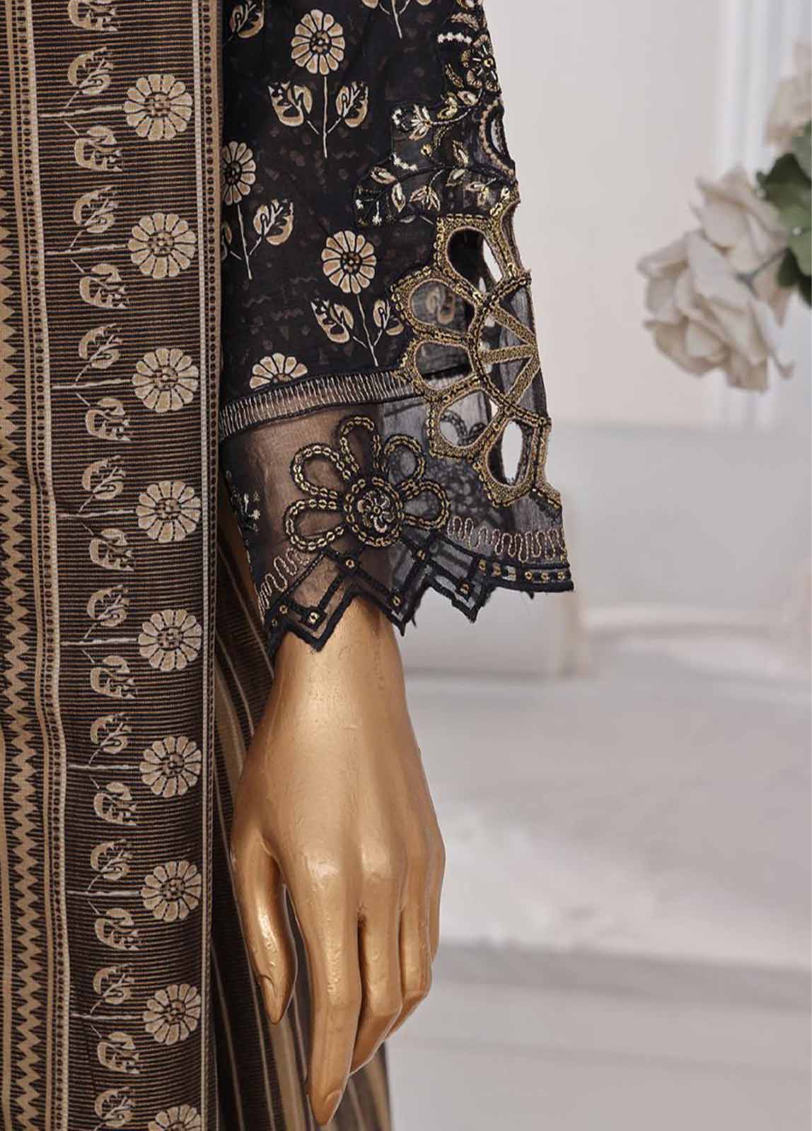 Bin Saeed Fabric - SM-FR-643-3 Piece Lawn Embroidered Frock Style Suit