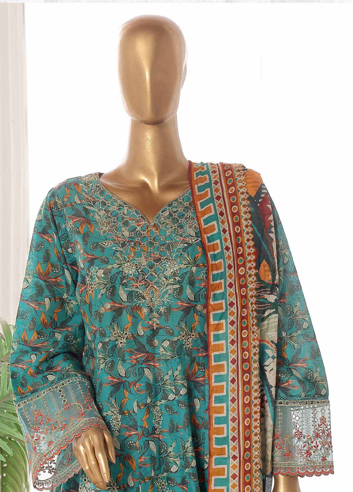 Bin Saeed Fabric - SM-FR-749-3 Piece Lawn Embroidered Frock Style Suit