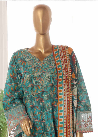 Bin Saeed Fabric - SM-FR-749-3 Piece Lawn Embroidered Frock Style Suit