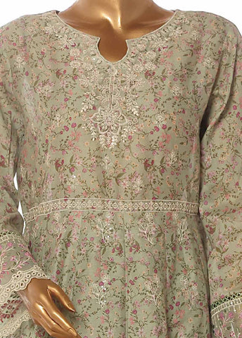 Bin Saeed Fabric - SM-FR-765-3 Piece Lawn Embroidered Frock Style Suit
