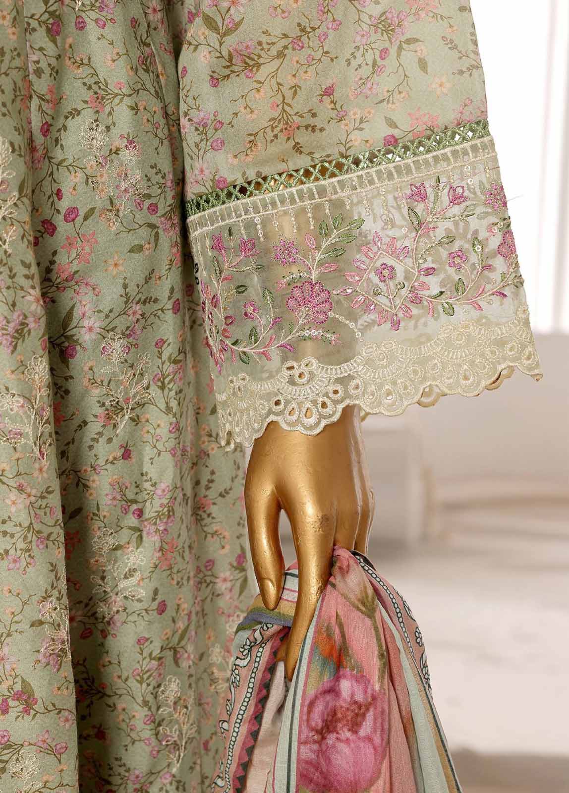 Bin Saeed Fabric - SM-FR-765-3 Piece Lawn Embroidered Frock Style Suit