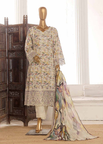 Bin Saeed Fabric - SM-FR-781-3 Piece Lawn Embroidered Frock Style Suit