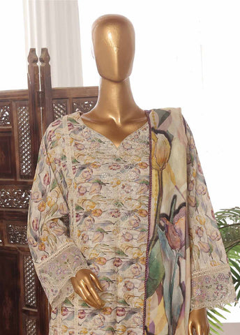 Bin Saeed Fabric - SM-FR-781-3 Piece Lawn Embroidered Frock Style Suit