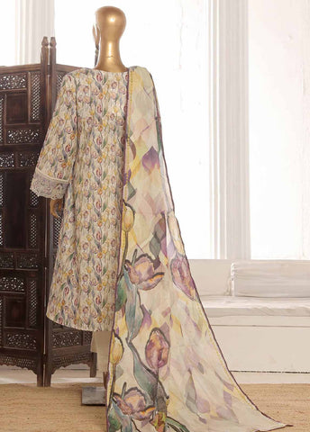 SM-FR-781-3 Piece Lawn Embroidered Frock Style Suit