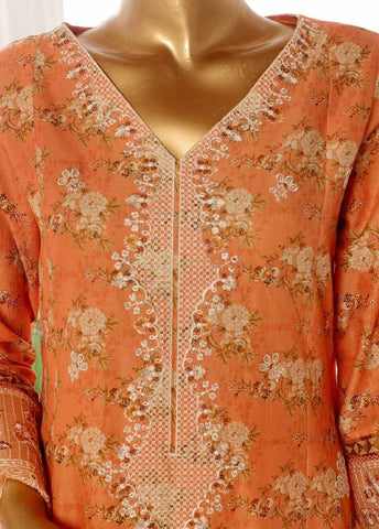 Bin Saeed Fabric - SM-FR-784-3 Piece Lawn Embroidered Frock Style Suit