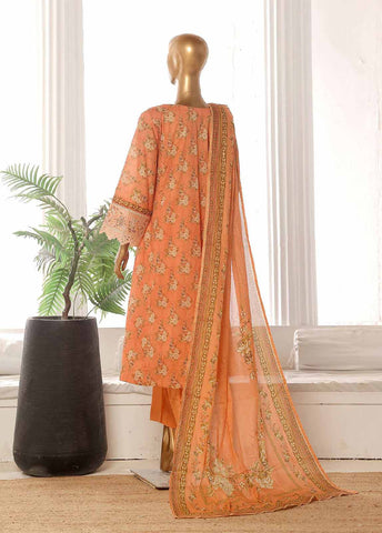 Bin Saeed Fabric - SM-FR-784-3 Piece Lawn Embroidered Frock Style Suit