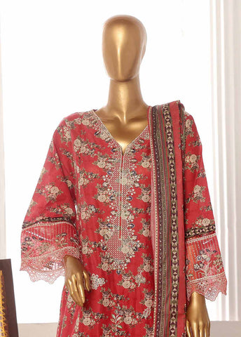Bin Saeed Fabric - SM-FR-785-3 Piece Lawn Embroidered Frock Style Suit