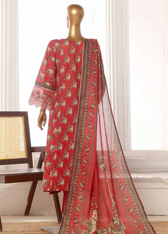 Bin Saeed Fabric - SM-FR-785-3 Piece Lawn Embroidered Frock Style Suit