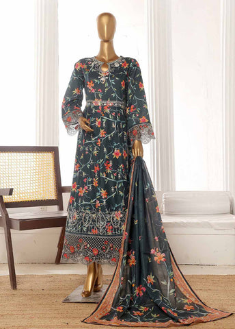 Bin Saeed Fabric - SM-FR-786-3 Piece Lawn Embroidered Frock Style Suit