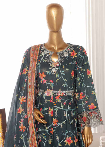 Bin Saeed Fabric - SM-FR-786-3 Piece Lawn Embroidered Frock Style Suit