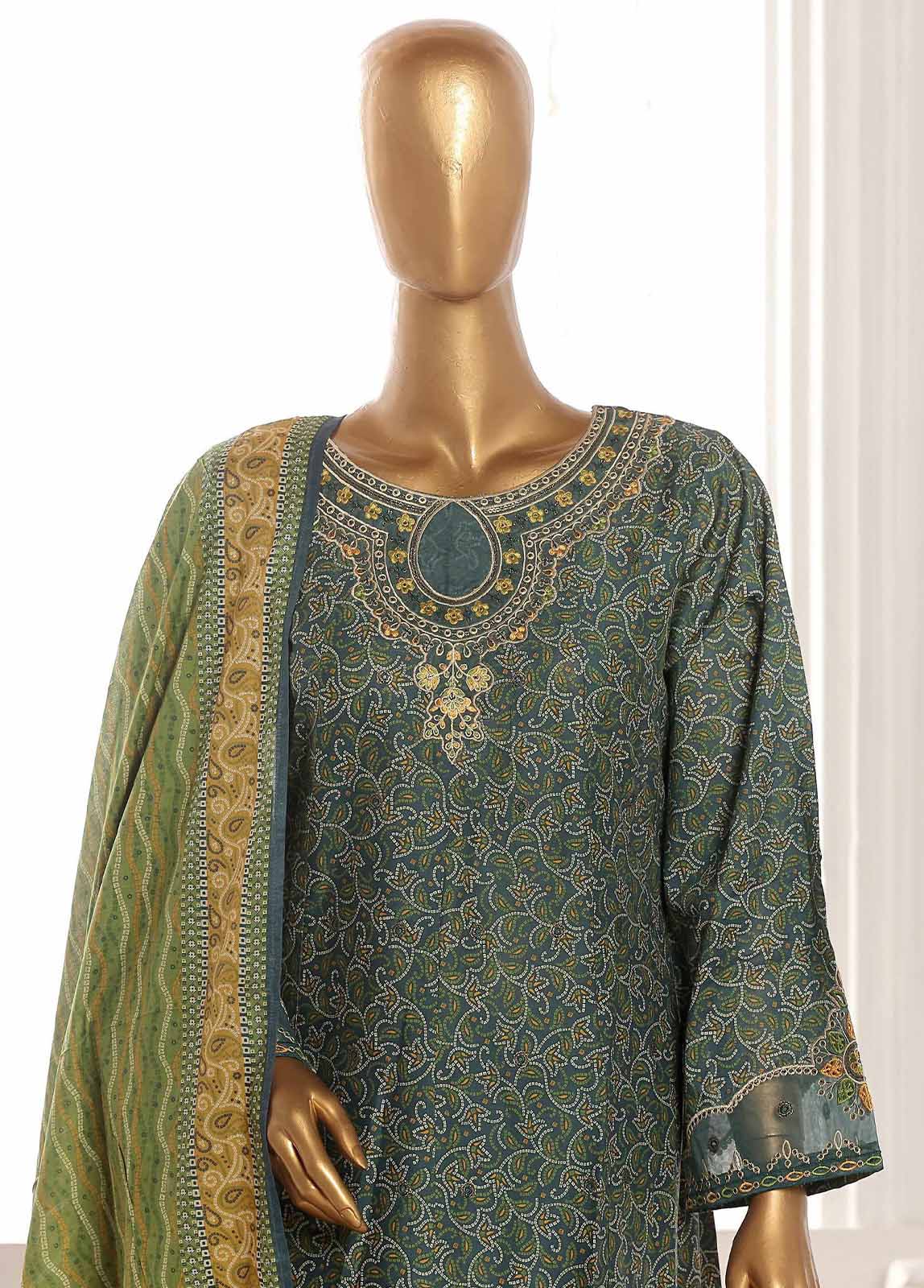 Bin Saeed Fabric - SM-FR-787-3 Piece Lawn Embroidered Frock Style Suit