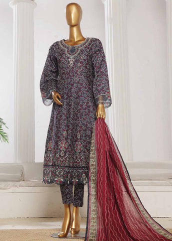 Bin Saeed Fabric - SM-FR-788-3 Piece Lawn Embroidered Frock Style Suit