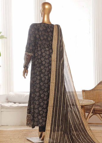 Bin Saeed Fabric - SM-FR-790-3 Piece Lawn Embroidered Frock Style Suit