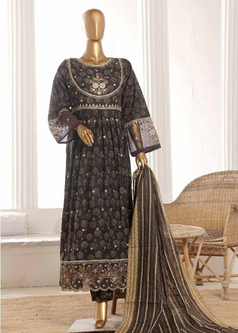 SM-FR-790-3 Piece Lawn Embroidered Frock Style Suit