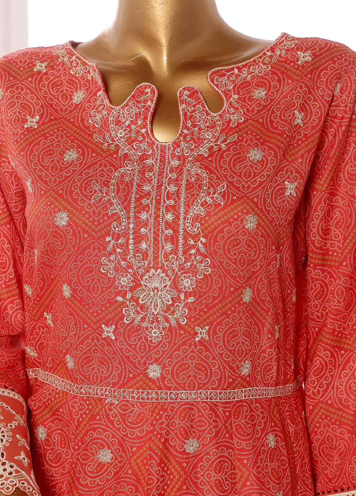 Bin Saeed Fabric - SM-FR-800-3 Piece Lawn Embroidered Frock Style Suit