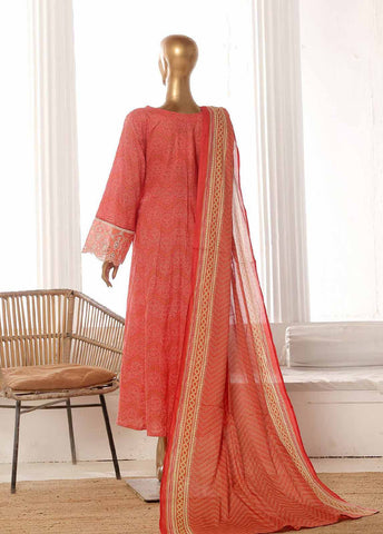 Bin Saeed Fabric - SM-FR-800-3 Piece Lawn Embroidered Frock Style Suit