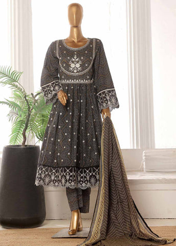 SM-FR-801-3 Piece Lawn Embroidered Frock Style Suit