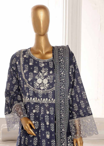 Bin Saeed Fabric - SM-FR-802-3 Piece Lawn Embroidered Frock Style Suit