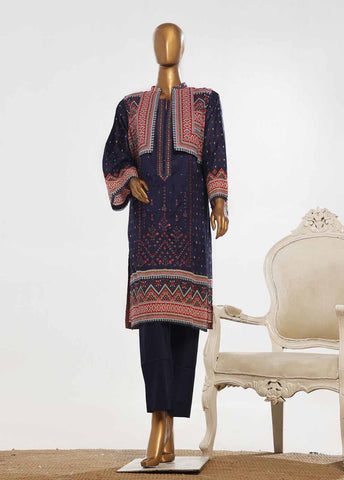 SM-KT-038- 2 Piece Lawn Embroidered Stitched Coat Style Suit
