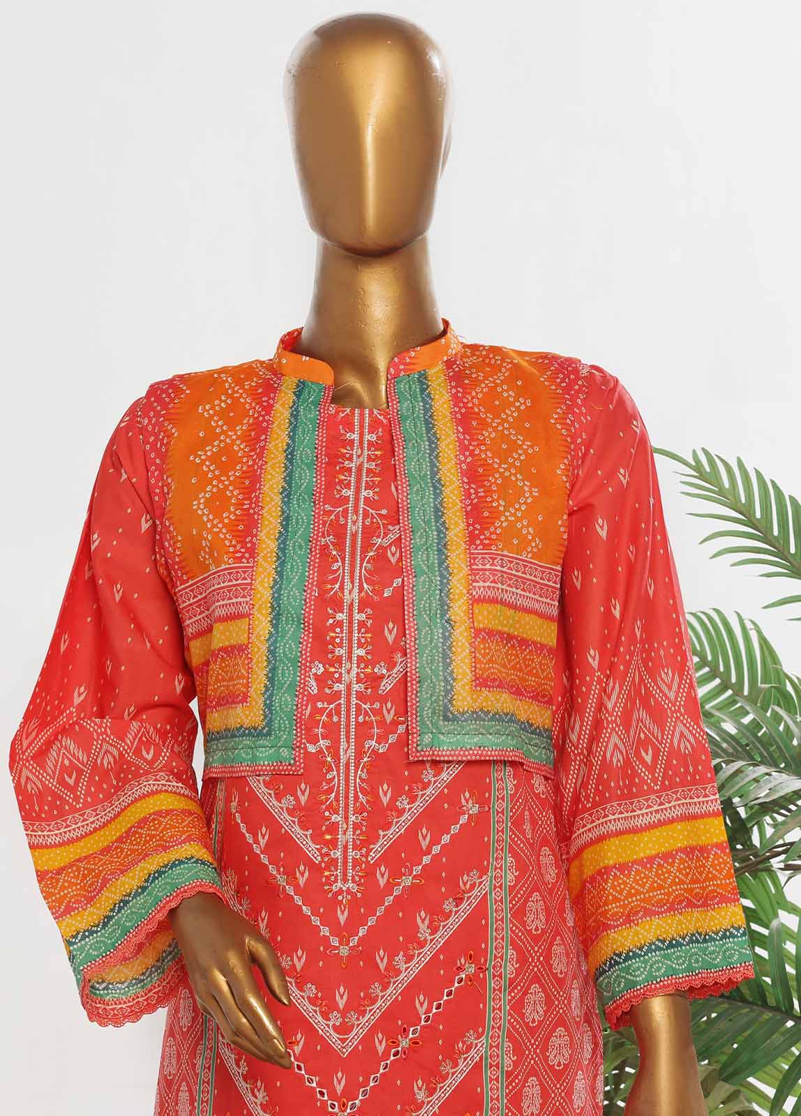 Bin Saeed Fabric - SM-KT-040- 2 Piece Lawn Embroidered Stitched Coat Style Suit