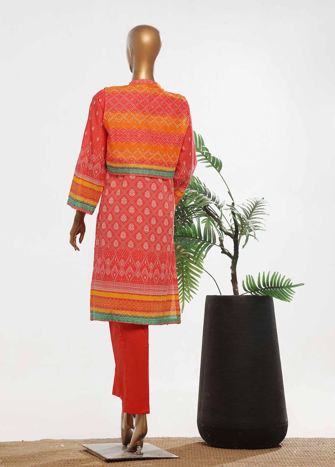 Bin Saeed Fabric - SM-KT-040- 2 Piece Lawn Embroidered Stitched Coat Style Suit