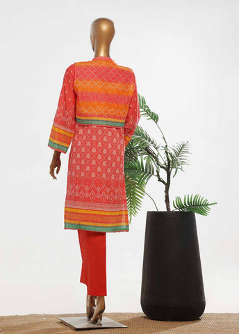 SM-KT-040- 2 Piece Lawn Embroidered Stitched Coat Style Suit