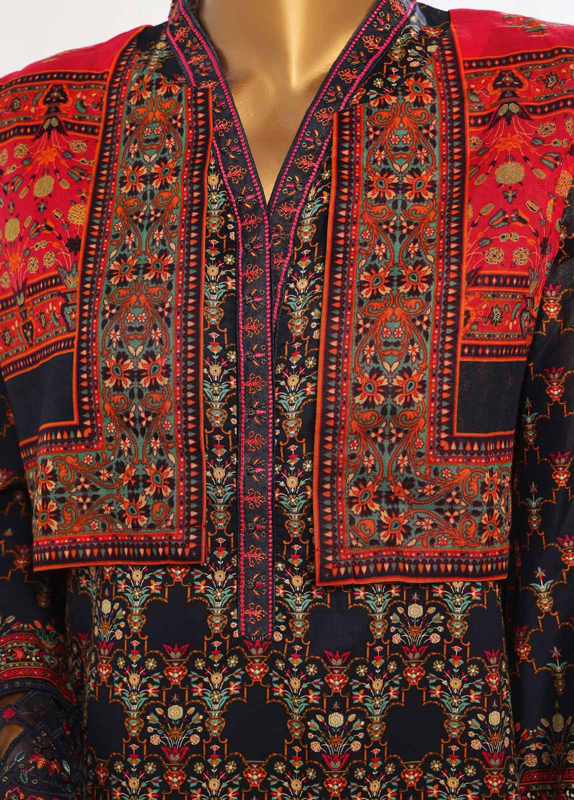 Bin Saeed Fabric - SM-KT-042- 2 Piece Lawn Embroidered Stitched Coat Style Suit