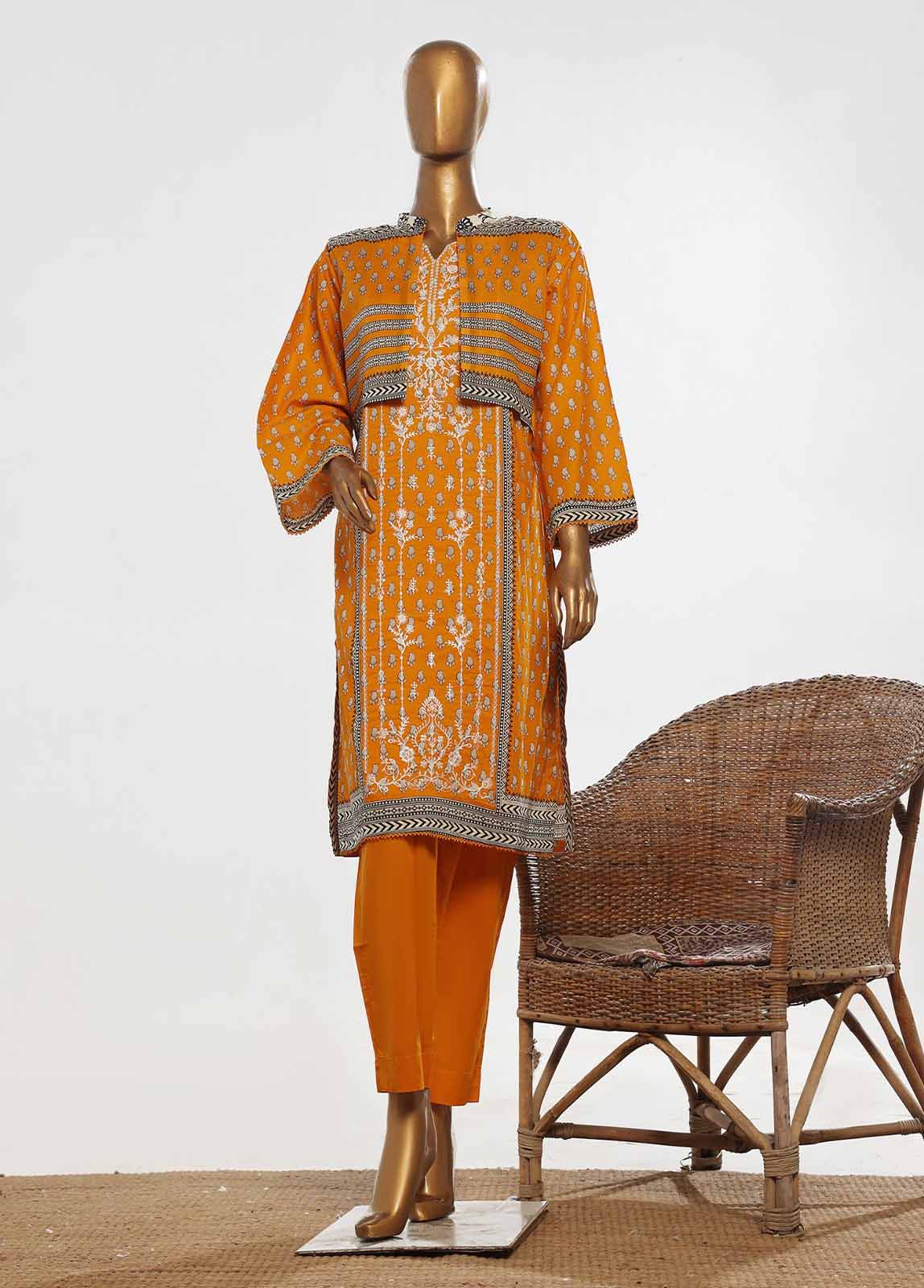 Bin Saeed Fabric - SM-KT-047- 2 Piece Lawn Embroidered Stitched Coat Style Suit