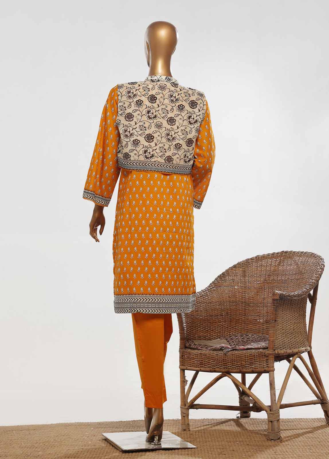 Bin Saeed Fabric - SM-KT-047- 2 Piece Lawn Embroidered Stitched Coat Style Suit