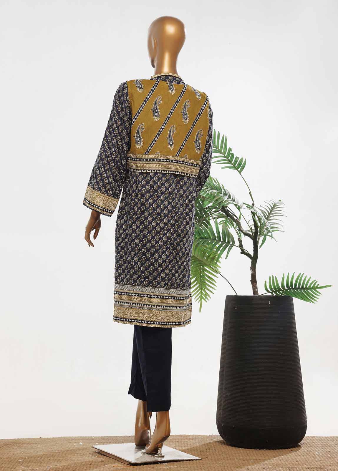 Bin Saeed Fabric - SM-KT-049- 2 Piece Lawn Embroidered Stitched Coat Style Suit