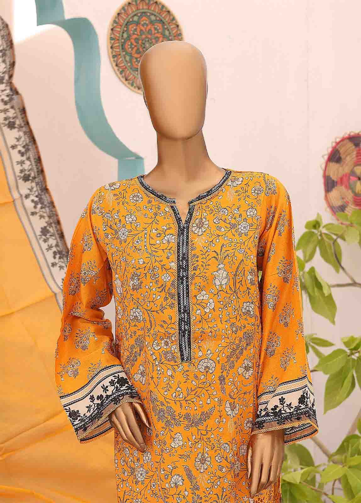 Bin Saeed Fabric - SM-LE-0109-3 Piece Cutwork Kari Stitched Suit
