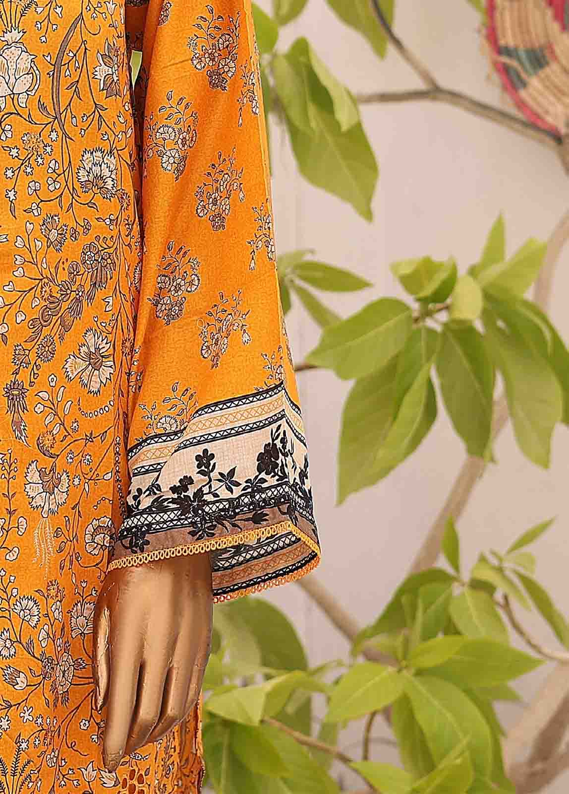 Bin Saeed Fabric - SM-LE-0109-3 Piece Cutwork Kari Stitched Suit