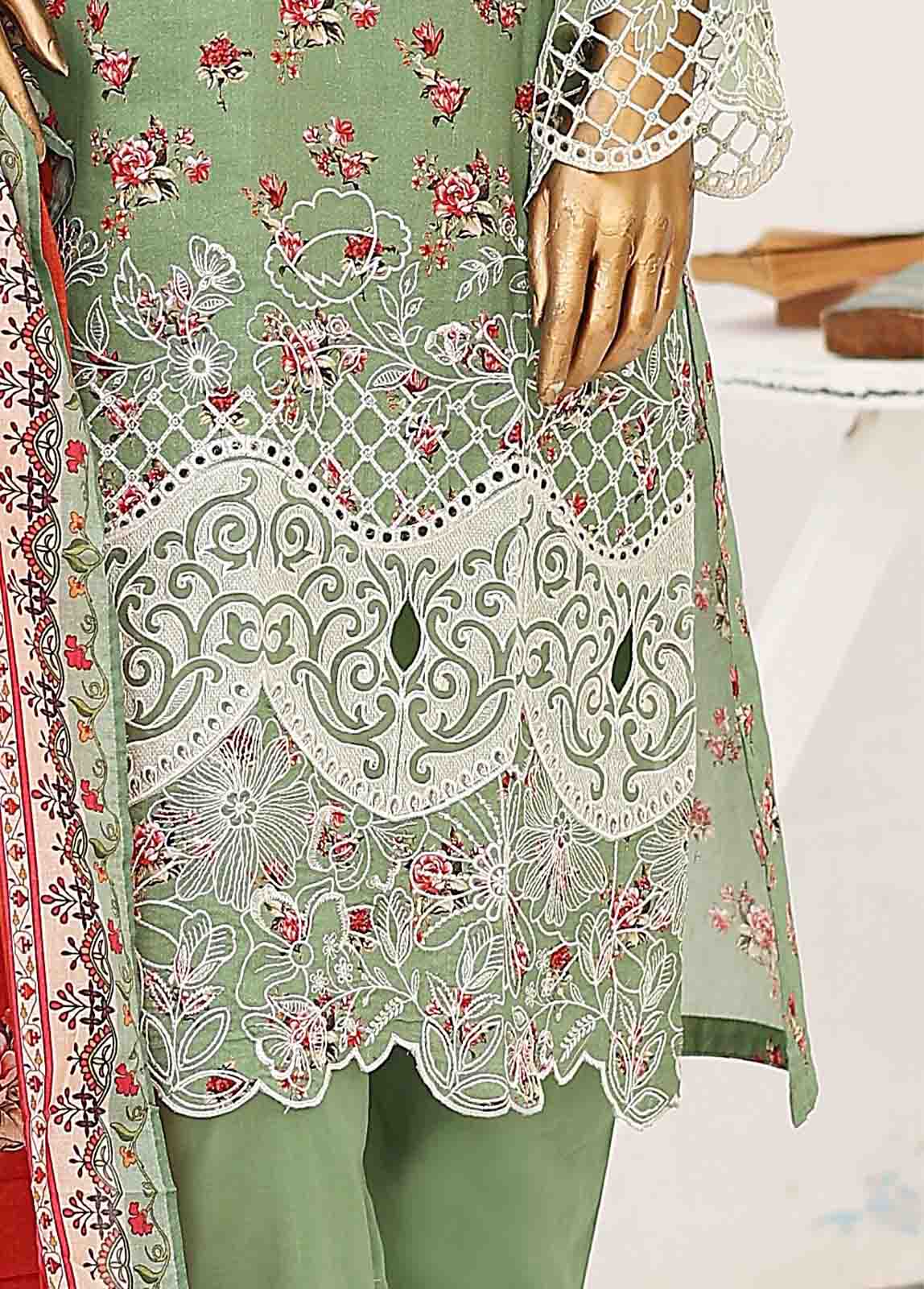 Bin Saeed Fabric - SM-LE-0172-3 Piece Cutwork Kari Stitched Suit