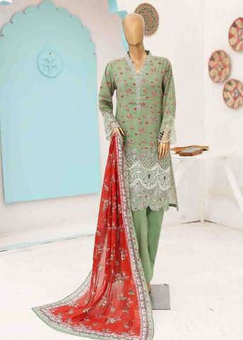 Bin Saeed Fabric - SM-LE-0172-3 Piece Cutwork Kari Stitched Suit