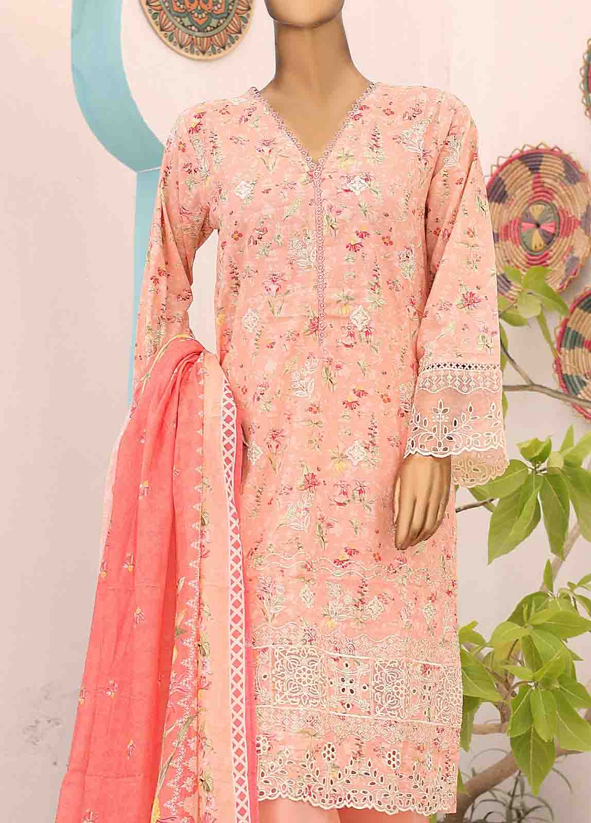 Bin Saeed Fabric - SM-LE-0173-3 Piece LawnKari Stitched Suit