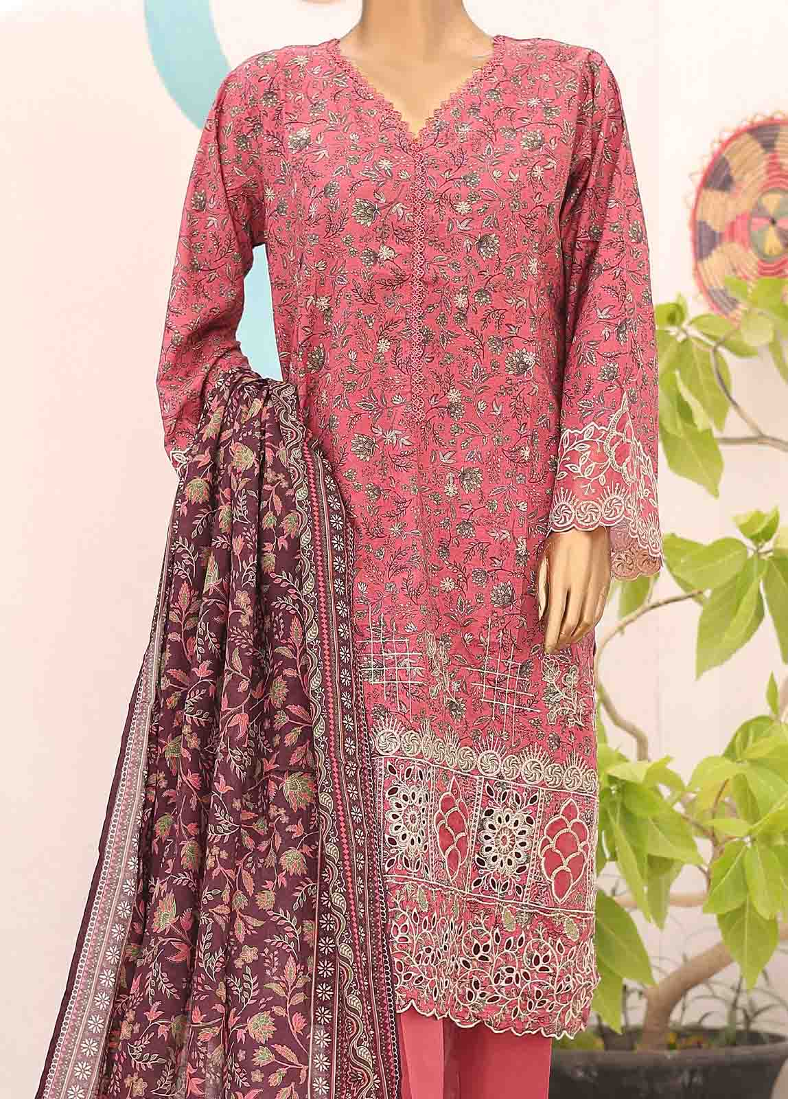 Bin Saeed Fabric - SM-LE-0176-3 Piece LawnKari Stitched Suit