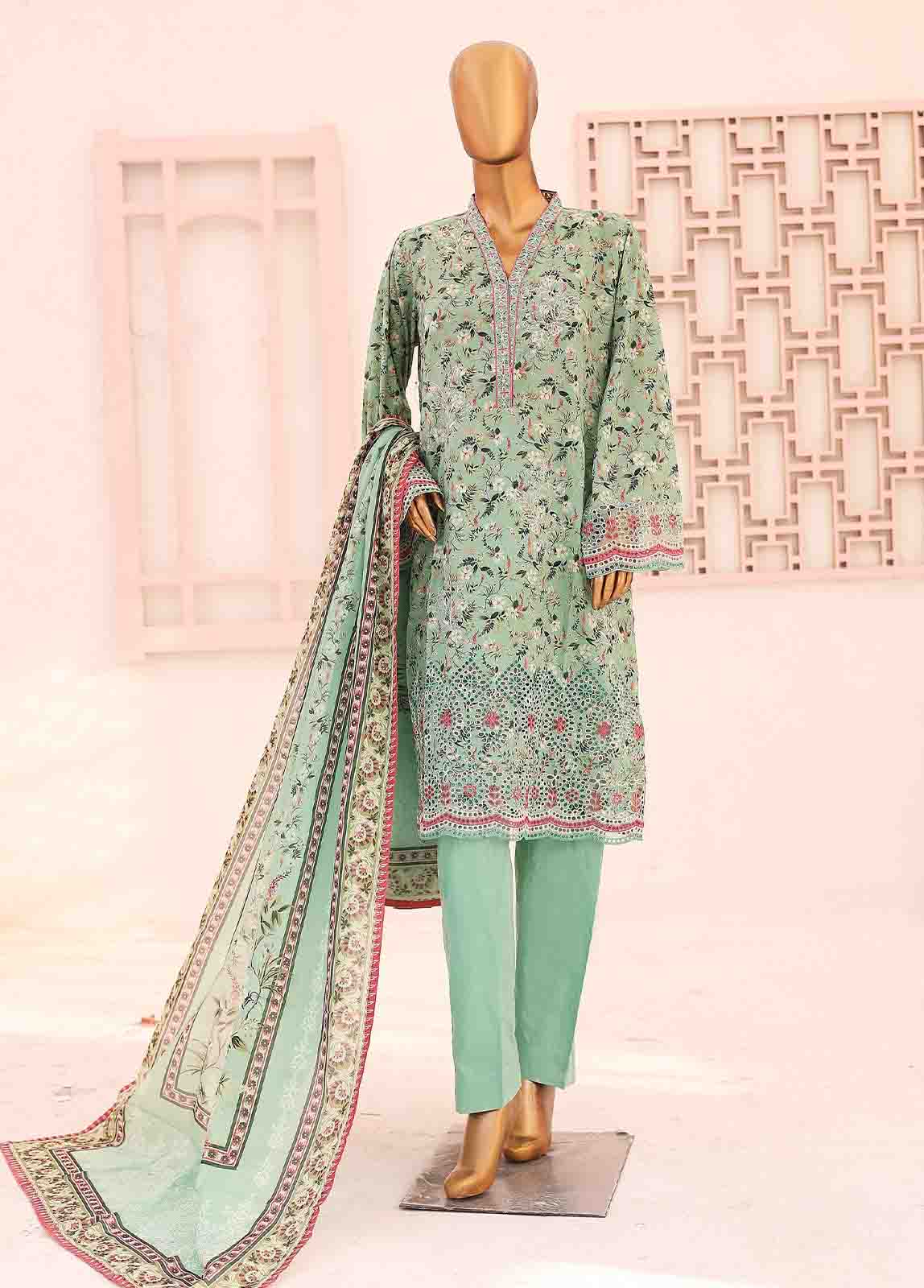 Bin Saeed Fabric - SM-LE-0191-3 Piece LawnKari Stitched Suit