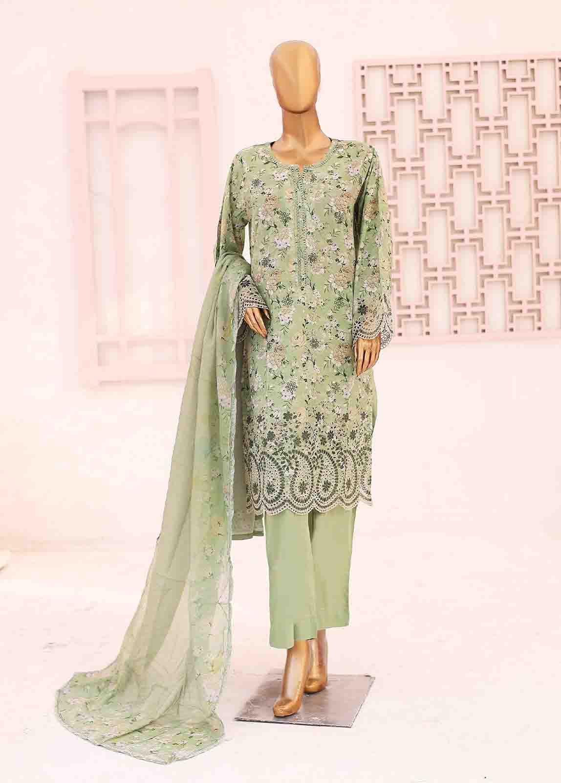 Bin Saeed Fabric - SM-LE-0196-3 Piece LawnKari Stitched Suit