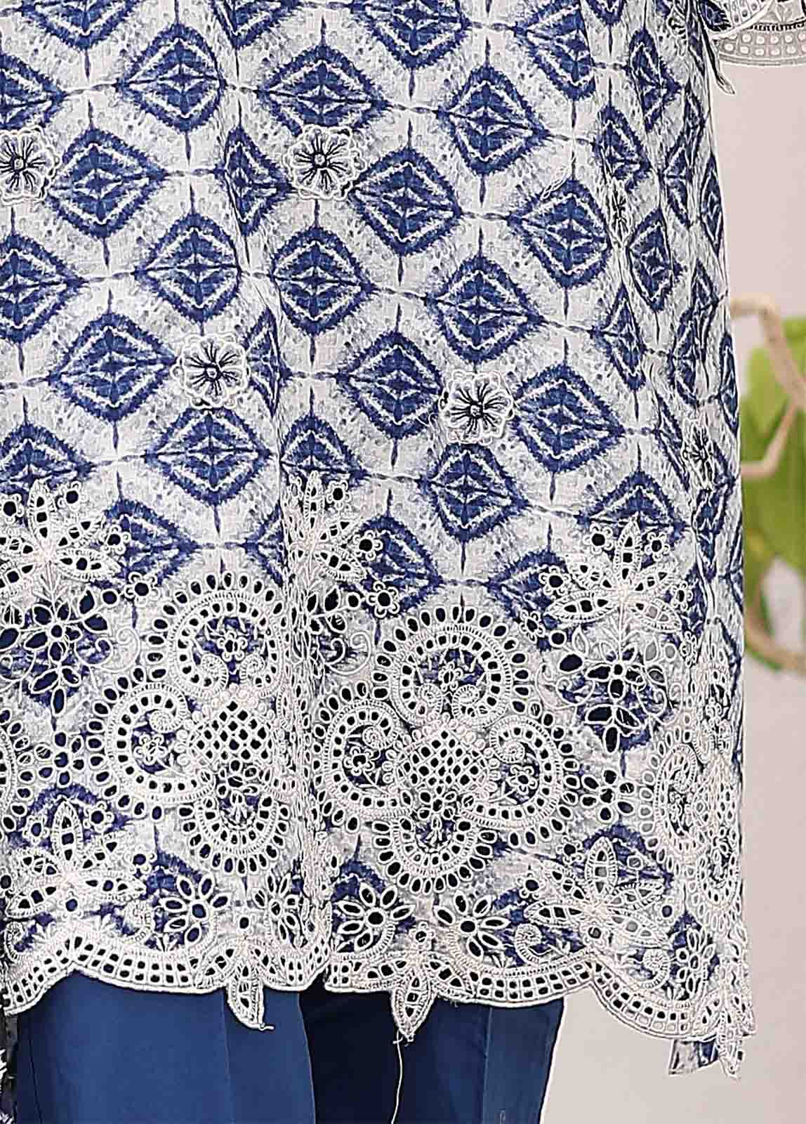 Bin Saeed Fabric - SM-LE-0199-3 Piece Cutwork Kari Stitched Suit