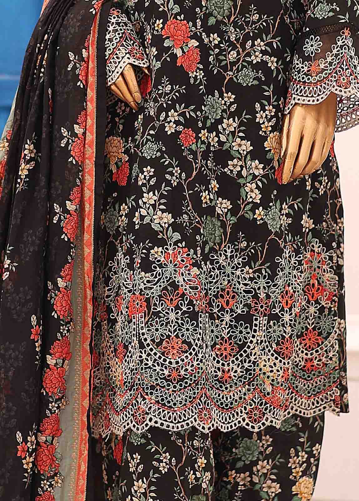 Bin Saeed Fabric - SM-LE-0226-3 Piece LawnKari Stitched Suit