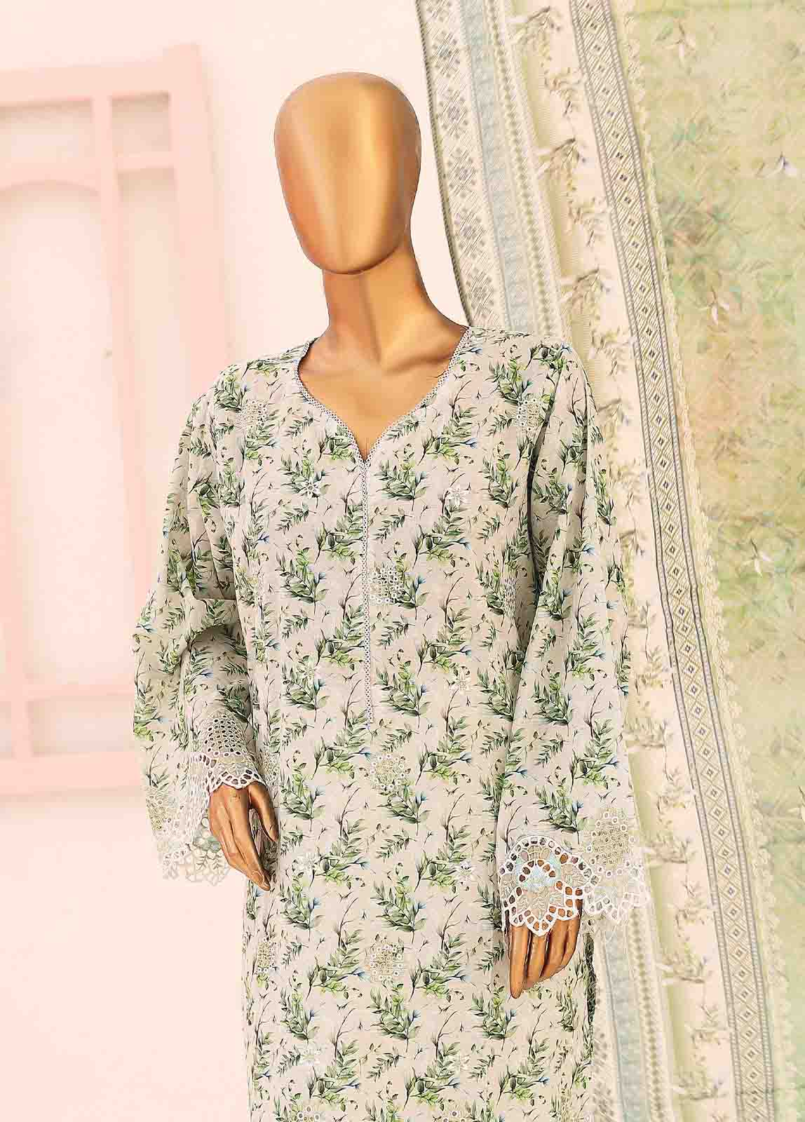 Bin Saeed Fabric - SM-LE-0403-3 Piece LawnKari Stitched Suit