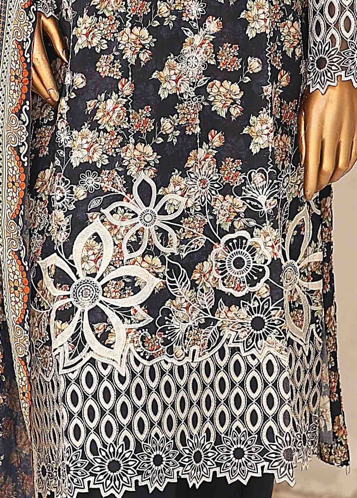 Bin Saeed Fabric - SM-LE-0405-3 Piece Cotton Kari Stitched Suit