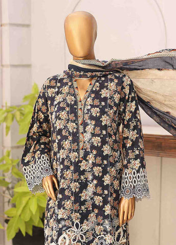 Bin Saeed Fabric - SM-LE-0405-3 Piece Cotton Kari Stitched Suit