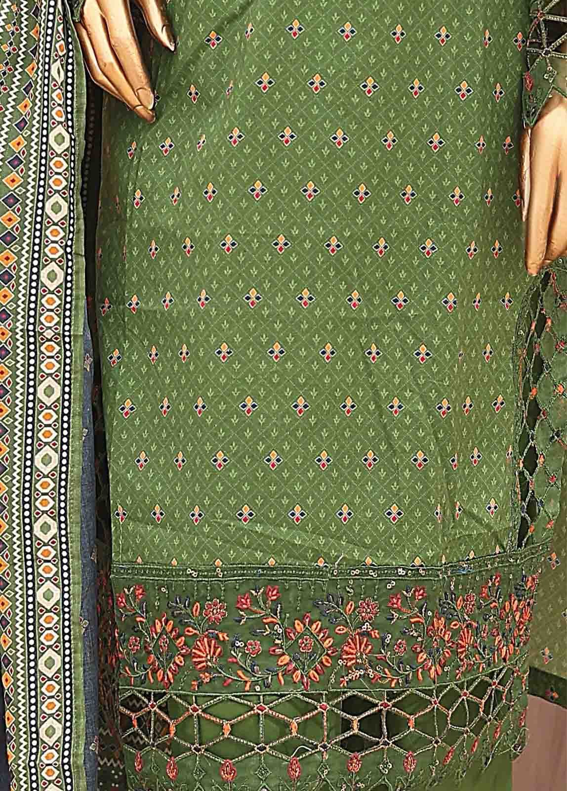 Bin Saeed Fabric - SM-LE-0407-3 Piece Cotton Kari Stitched Suit