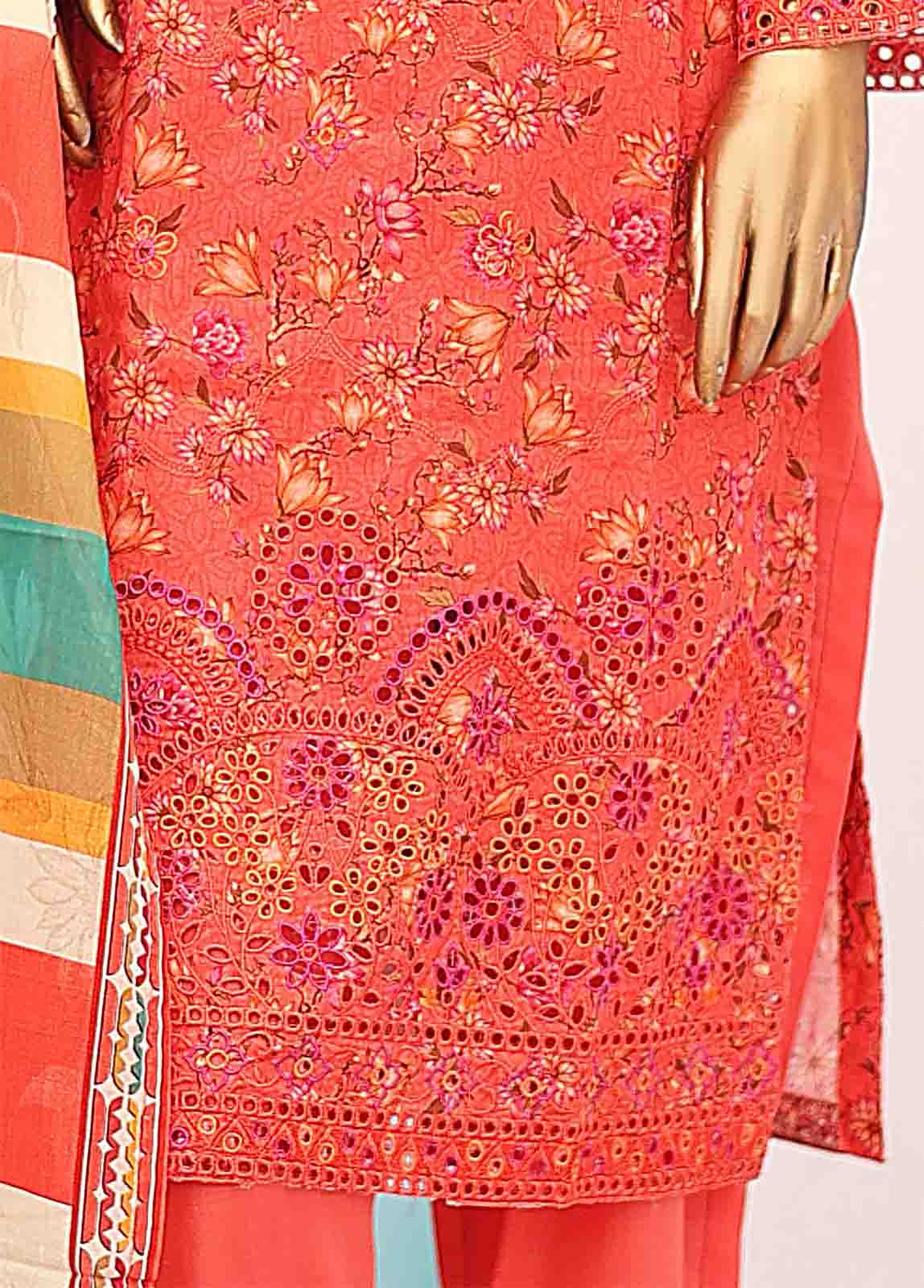 Bin Saeed Fabric - SM-LE-0408-3 Piece Cotton Kari Stitched Suit