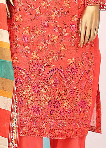 Bin Saeed Fabric - SM-LE-0408-3 Piece Cotton Kari Stitched Suit
