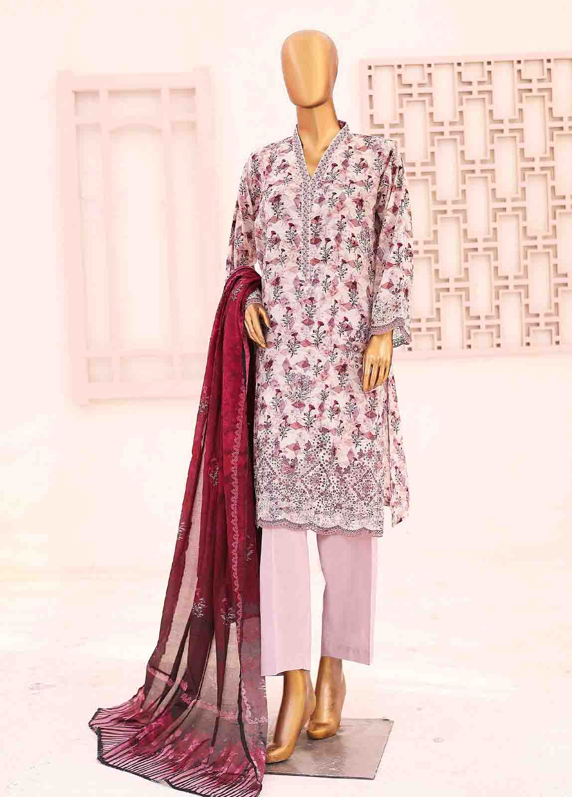 Bin Saeed Fabric - SM-LE-0416-3 Piece LawnKari Stitched Suit