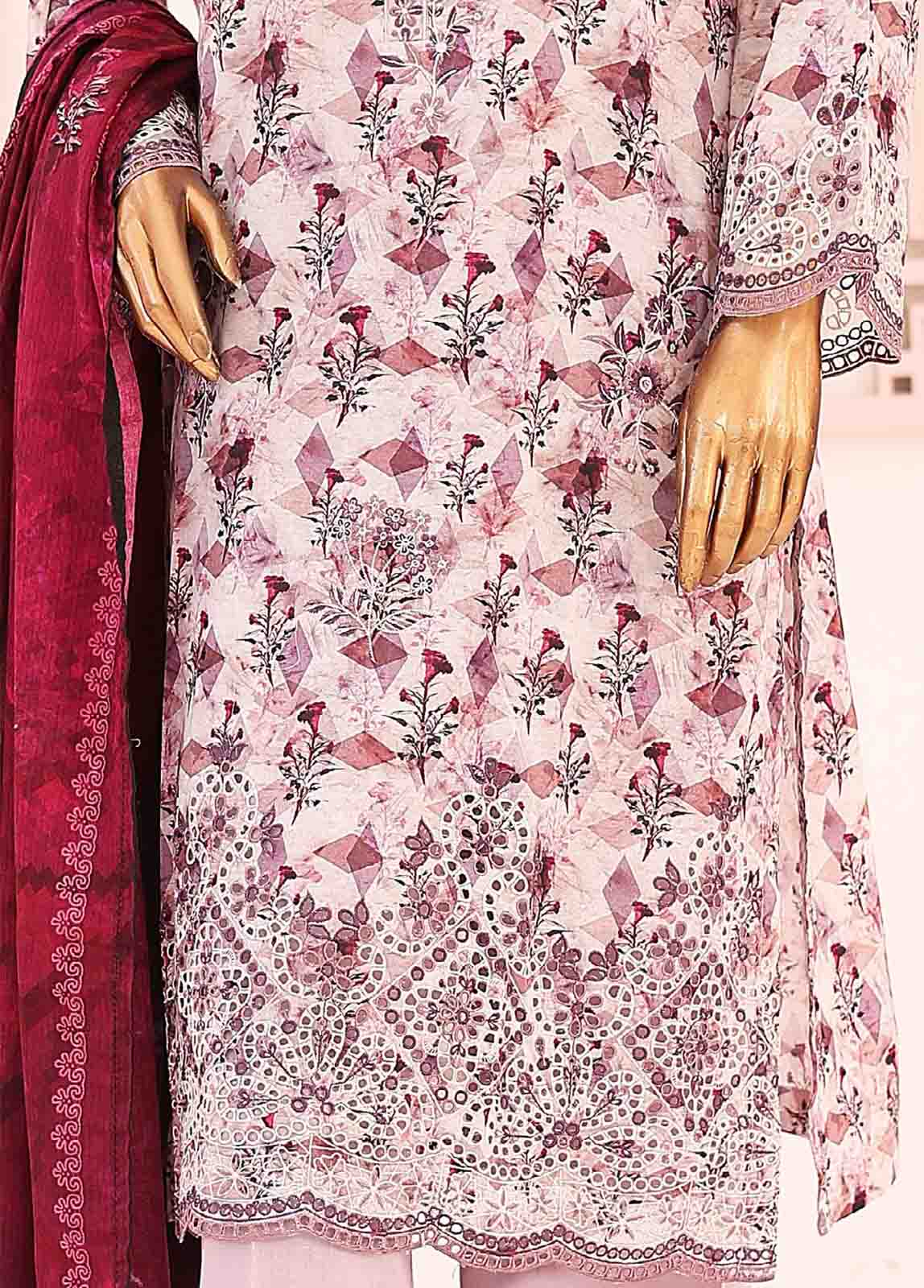Bin Saeed Fabric - SM-LE-0416-3 Piece LawnKari Stitched Suit